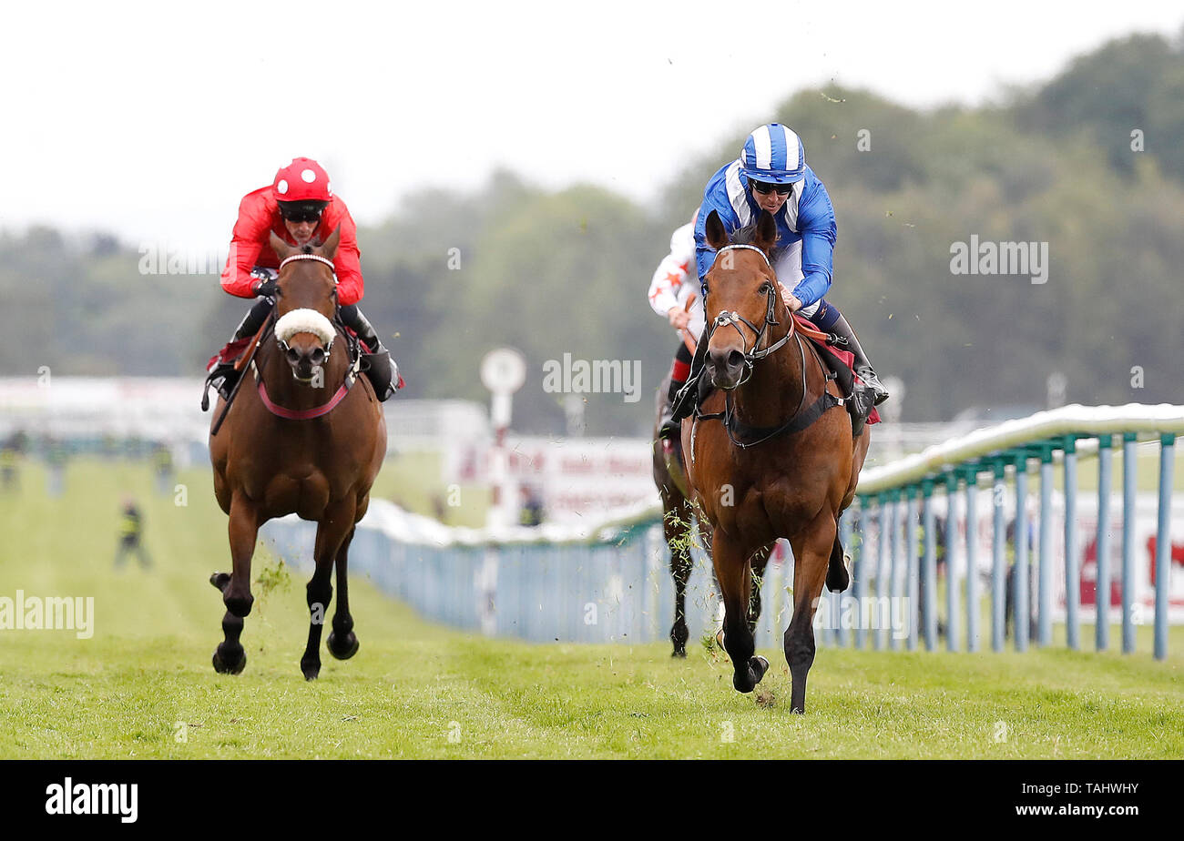 Battaash (right) riden by Jim Crowley wins The Armstrong Aggregates Temple Stakes, during Armstrong Group Temple Stakes day at Haydock Park Racecourse, Haydock. Stock Photo
