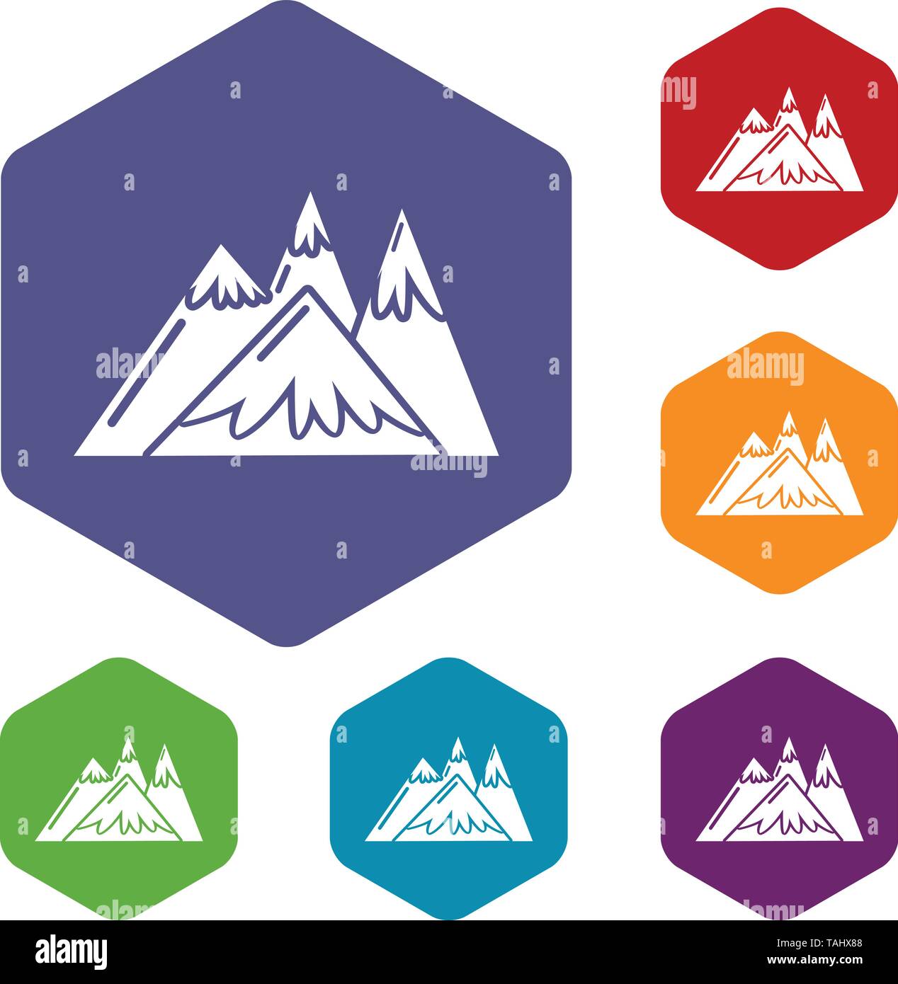 Mountains icons vector hexahedron Stock Vector
