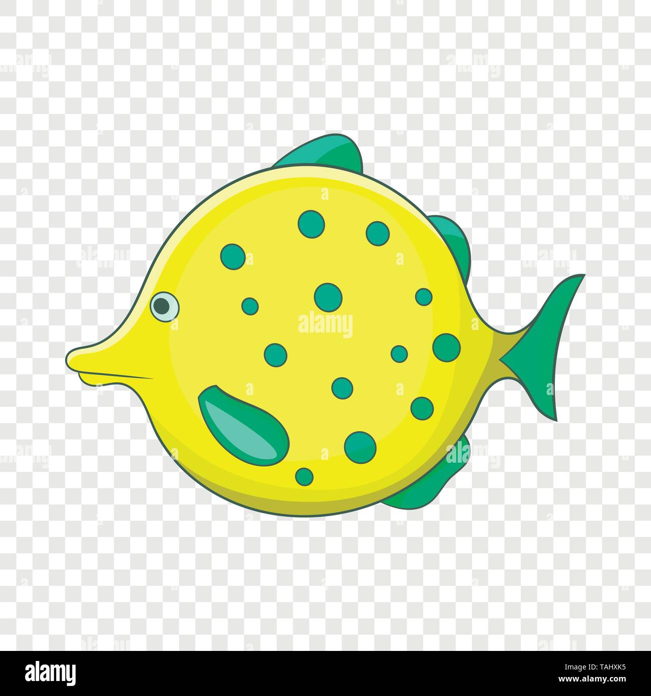 Yellow dotted fish icon, cartoon style Stock Vector