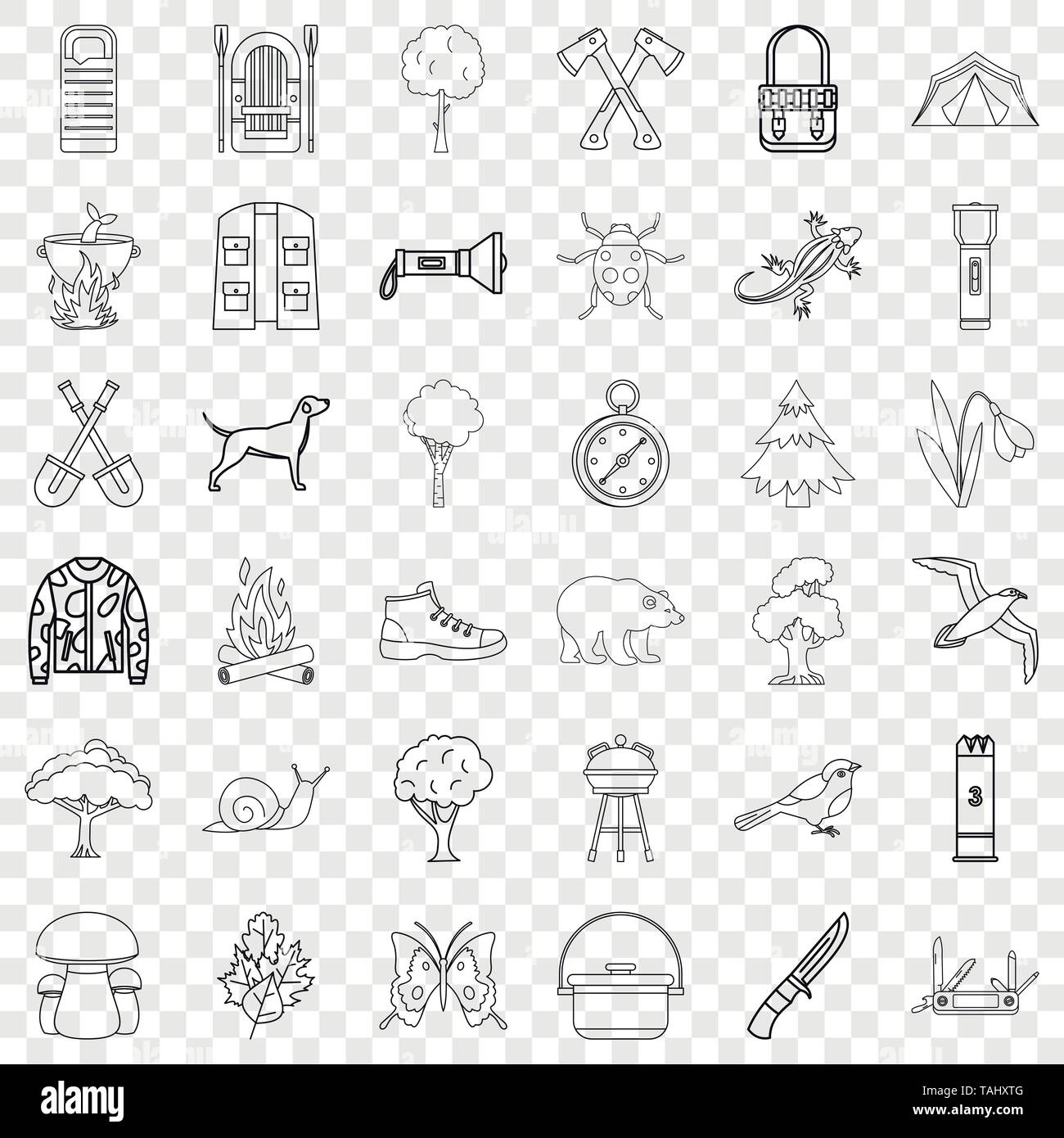 Compass icons set, outline style Stock Vector