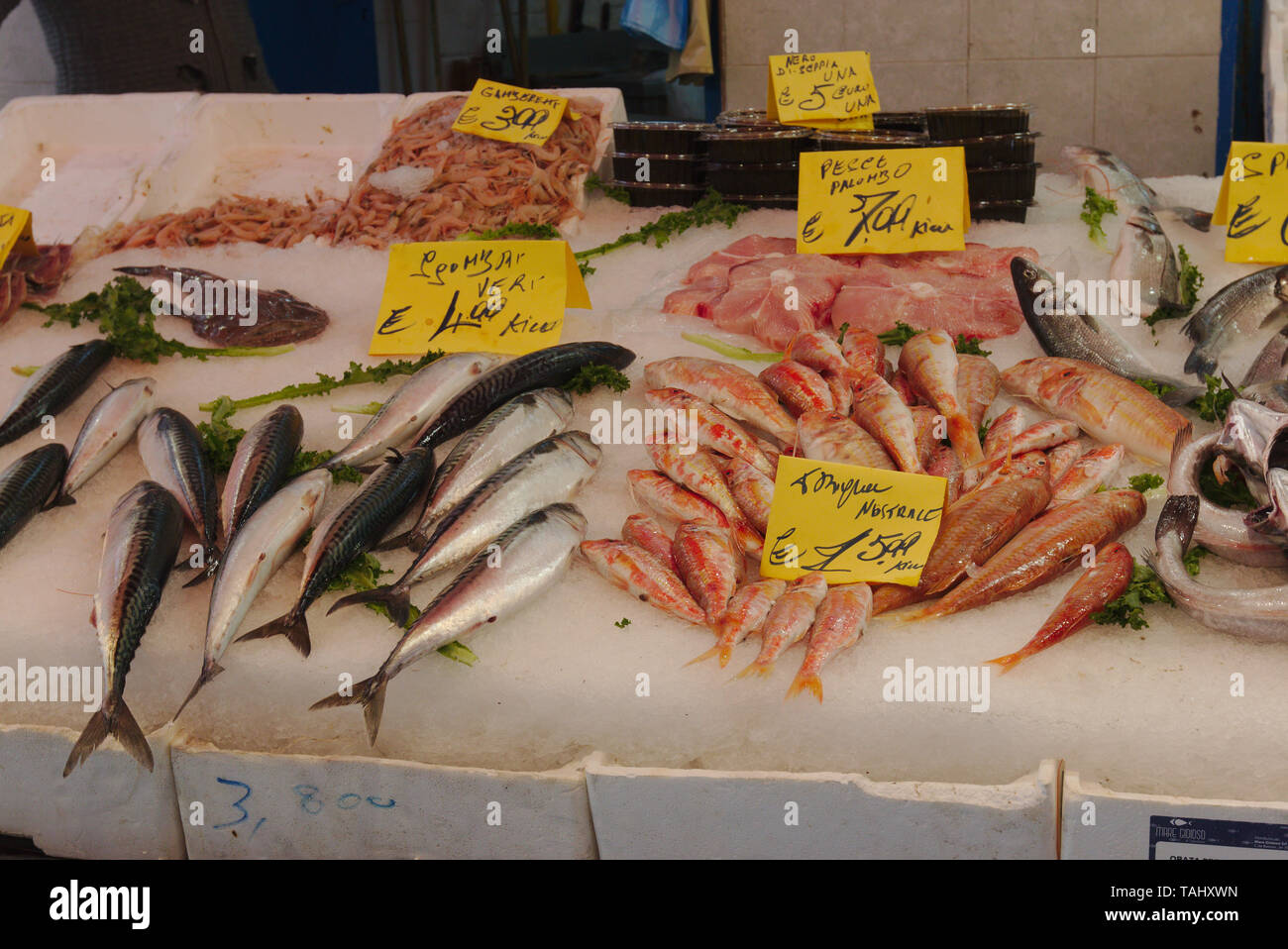 Fresh fish in Ballaro market Stock Photo