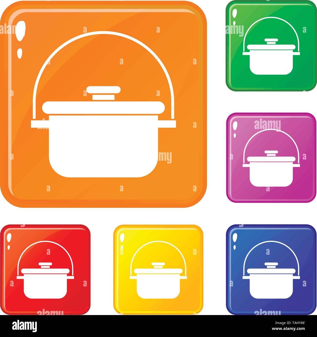 Cooking cauldron icons set vector color Stock Vector Image & Art - Alamy
