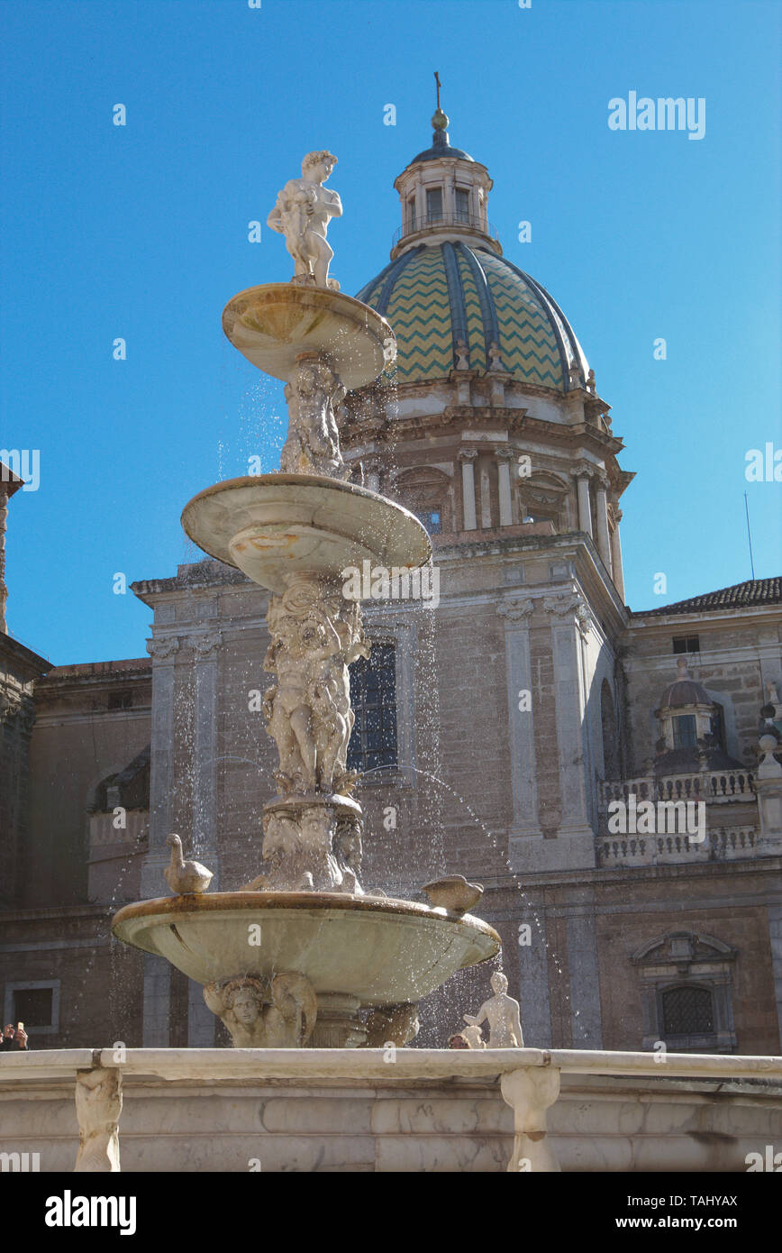 Pretoria fountain, Palermo, Italy Stock Photo