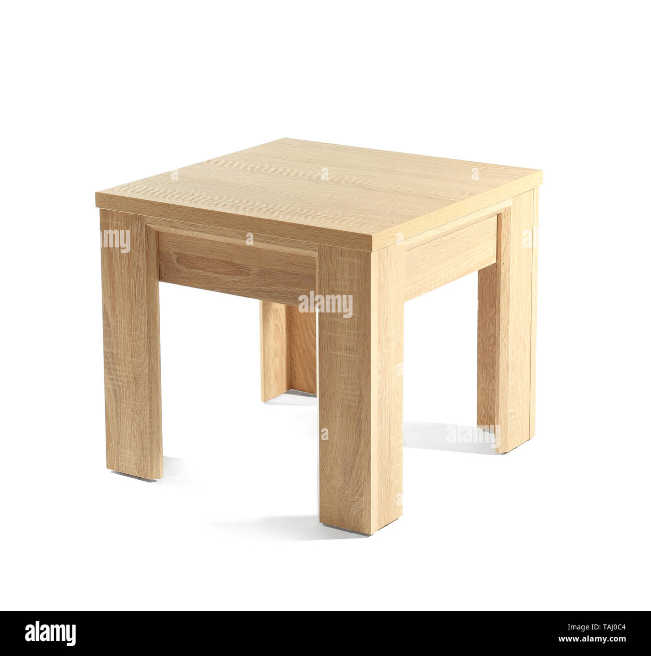 Wooden stool on white background Stock Photo - Alamy