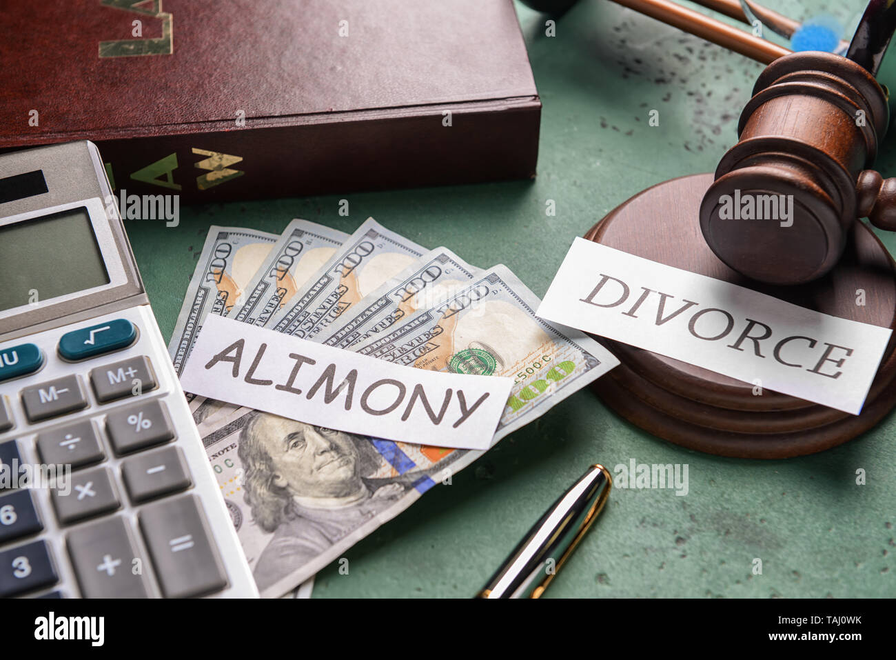 Composition With Words Alimony And Divorce Money And Calculator On Color Background Stock Photo Alamy<script async src=