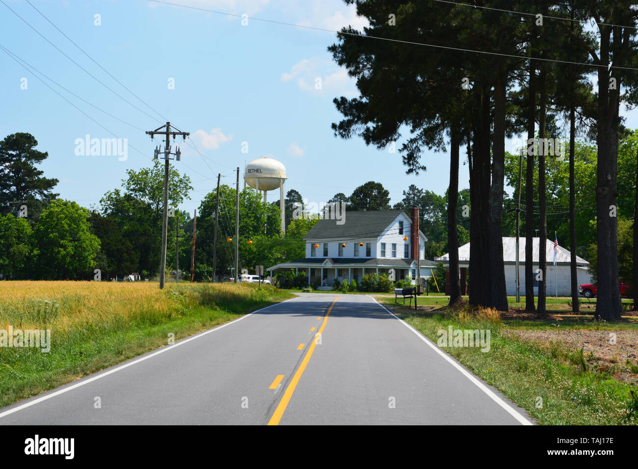 Snug Harbor Road in the small town of Bethel in eastern North Carolina