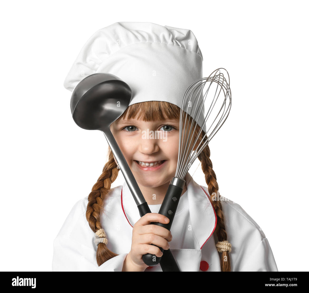 Cute little chef on white background Stock Photo - Alamy