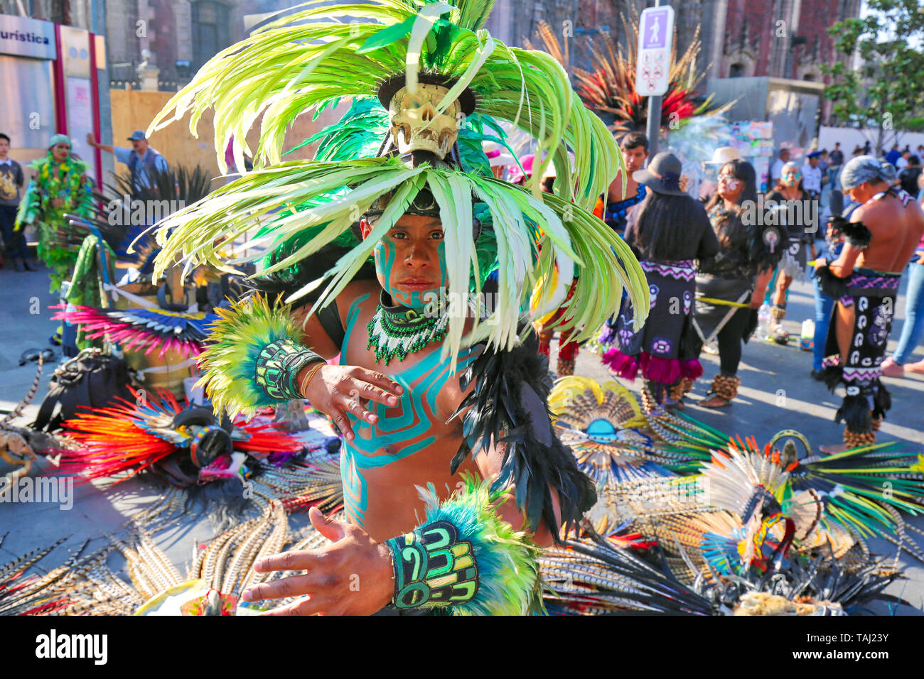 Mexico City, Mexico-23 April, 2019: Indian festival and tribal