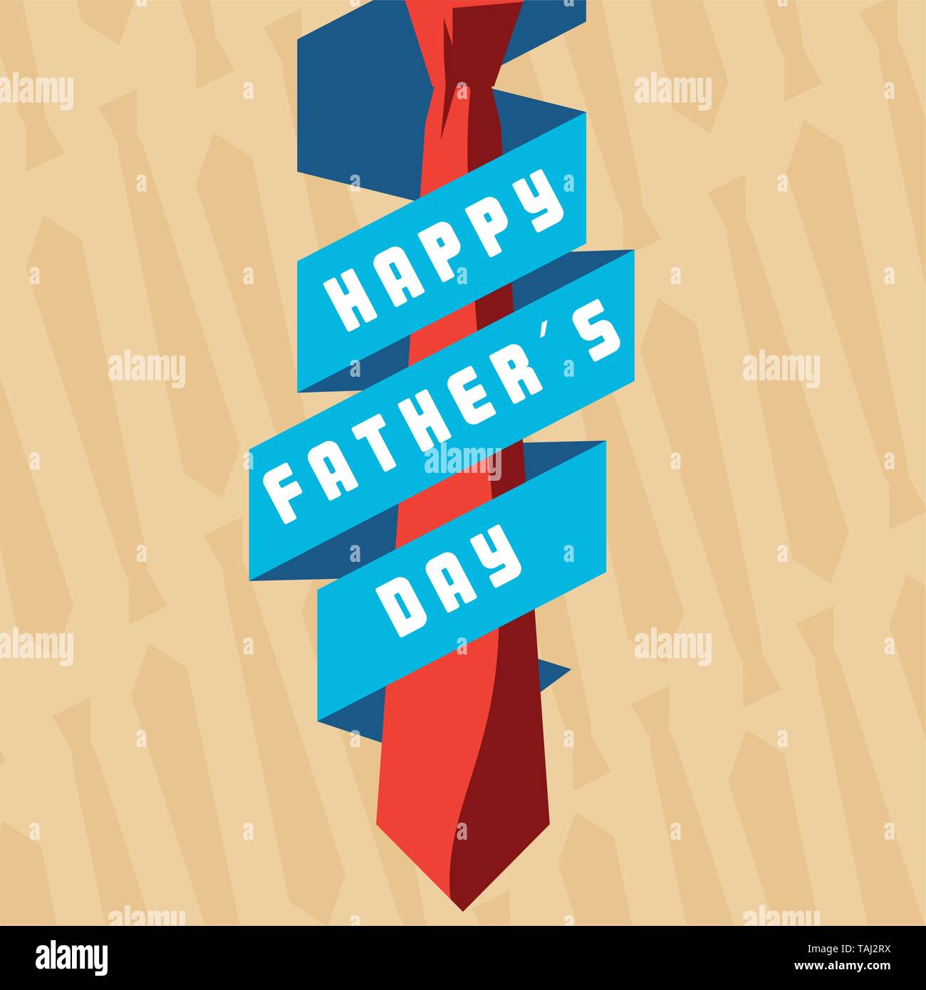 happy father day card with necktie and ribbon vector illustration ...
