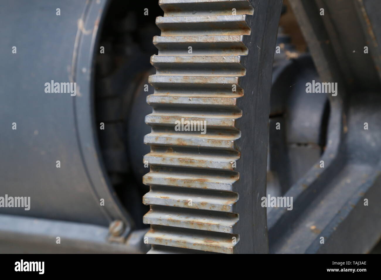 Gear transmission from metal in the old mechanism Stock Photo Alamy