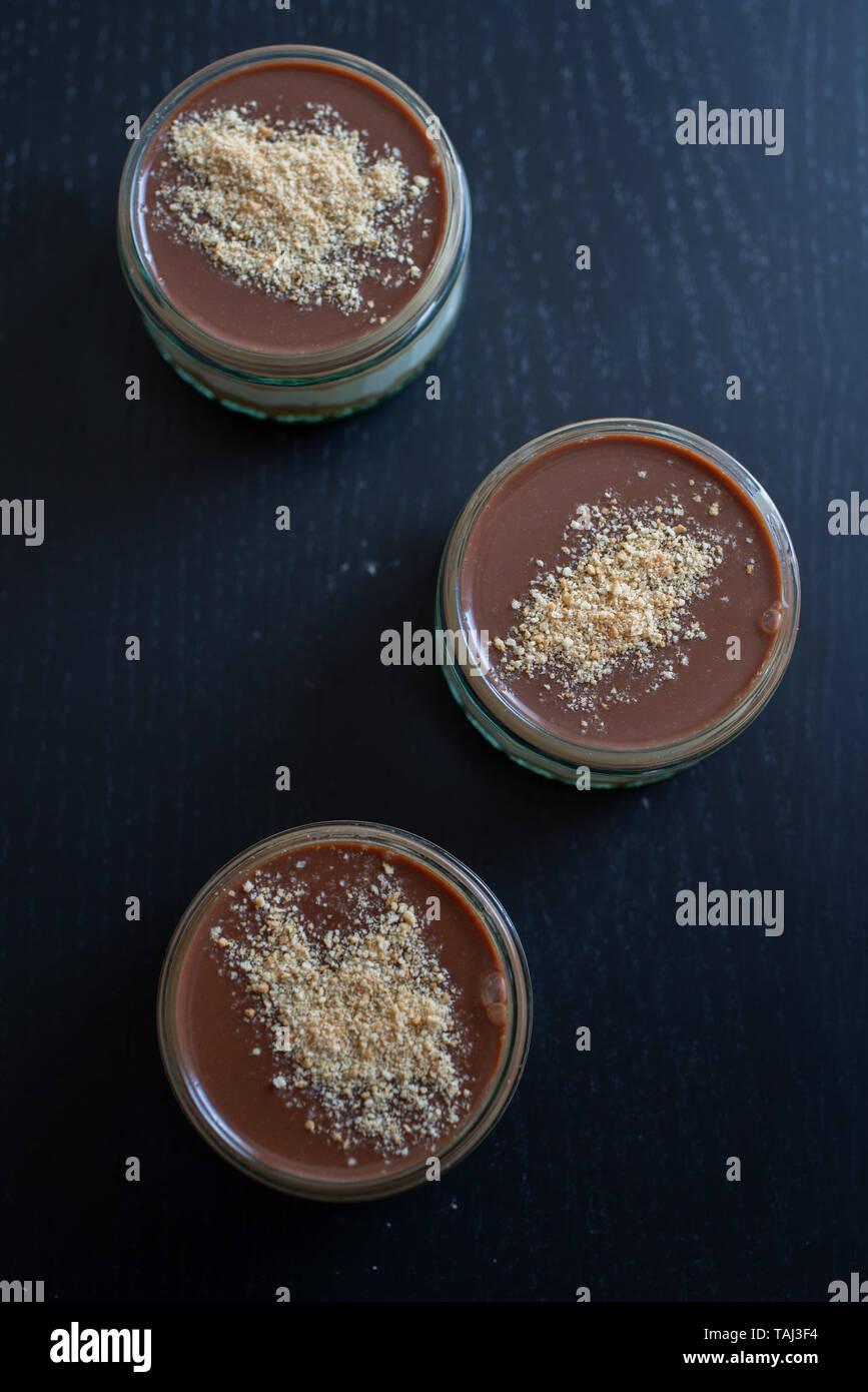 Chocolate Caramel Cheesecake in a jar Stock Photo Alamy
