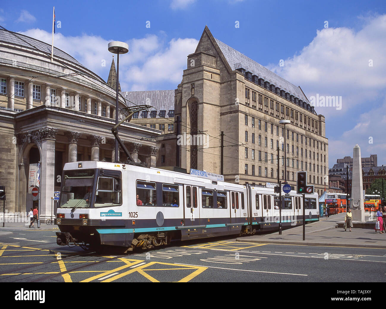 Manchester Metrolink tram, St Peter's Square, Manchester, Greater Manchester, England, United Kingdom Stock Photo