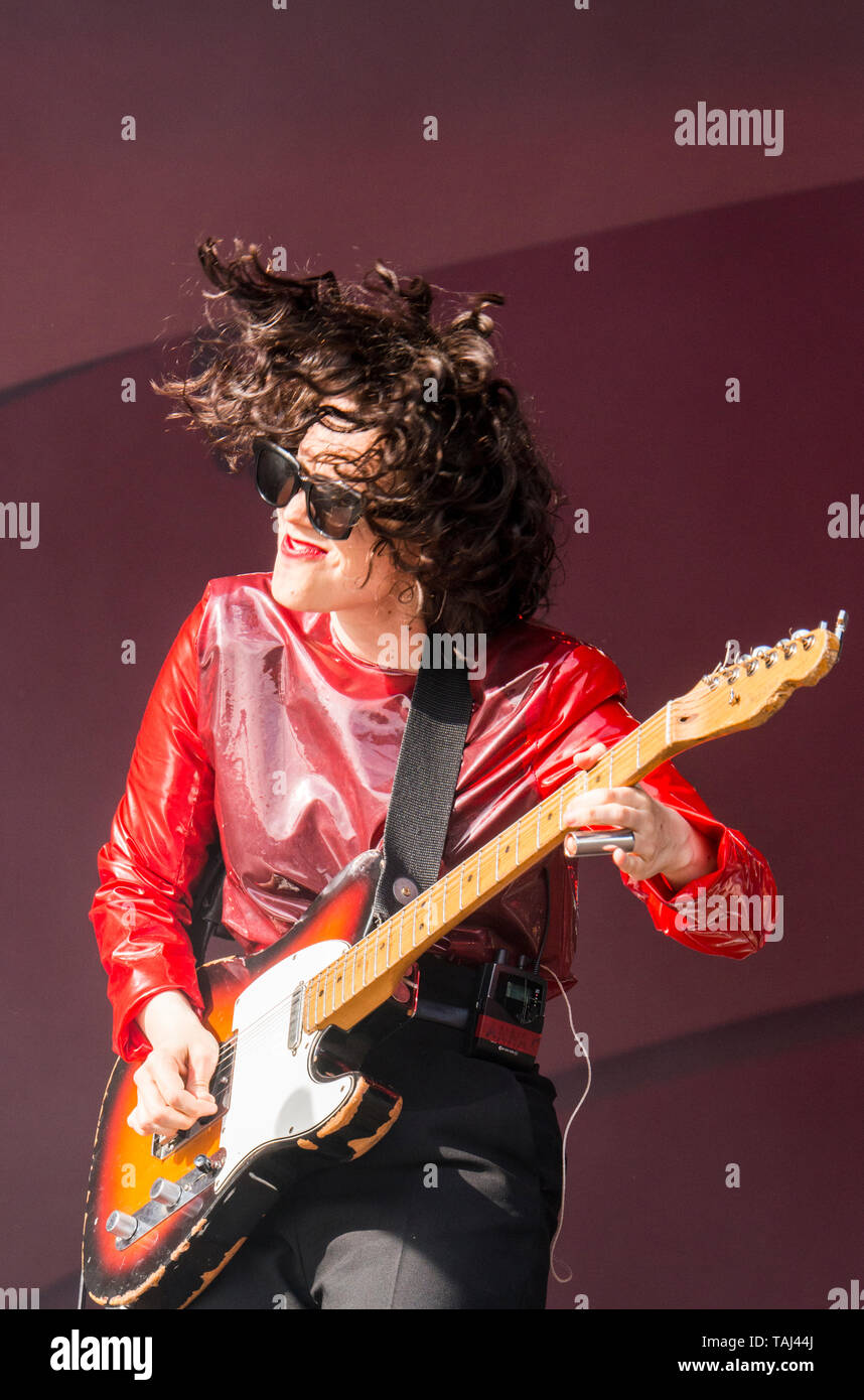 British rock singer and guitarist Anna Calvi performing live at the All Points East music festival at Victoria Park, London, England, UK. Stock Photo