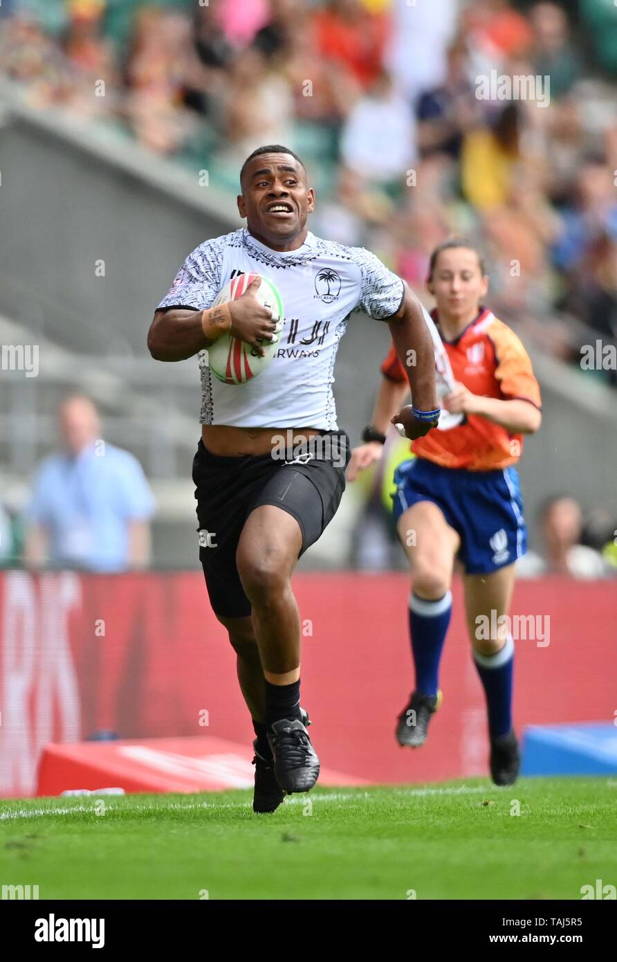 Twickenham. London. UK. 25th May 2019. HSBC world rugby sevens series. Livai Ikanikoda (Fiji). 25/05/2019. Credit: Sport In Pictures/Alamy Live News Stock Photo