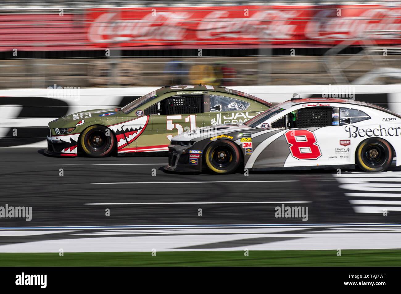 NASCAR driver Cody War driving #51 edges out Daniel Hemric, #8 in qualifying for the Coca Cola 600 at Charlotte Motor Speedway May 25, 2019 in Concord, N.C. Credit: Planetpix/Alamy Live News Stock Photo