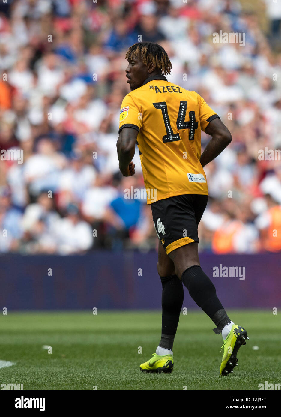 London, UK. 25th May, 2019. Adebayo Azeez of Newport County during the Sky Bet League 2 Play-Off FINAL match between Newport County and Tranmere Rovers at Wembley Stadium, London, England on 25 May 2019. Photo by Andy Rowland. Credit: PRiME Media Images/Alamy Live News Stock Photo