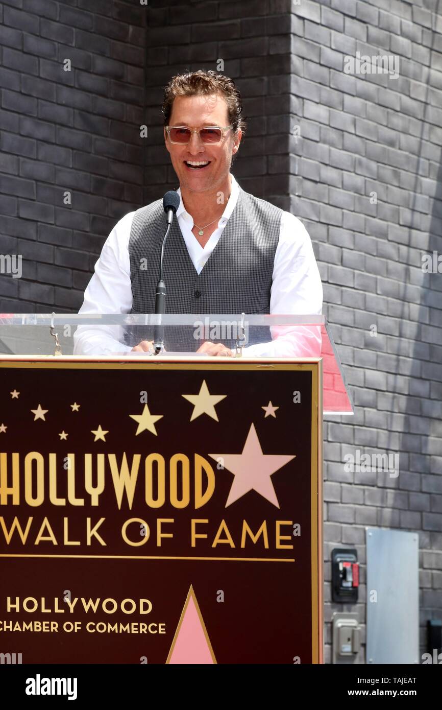 Los Angeles, CA, USA. 22nd May, 2019. Matthew McConaughey at the induction ceremony for Star on the Hollywood Walk of Fame for Guy Fieri, Hollywood Boulevard, Los Angeles, CA May 22, 2019. Credit: Priscilla Grant/Everett Collection/Alamy Live News Stock Photo
