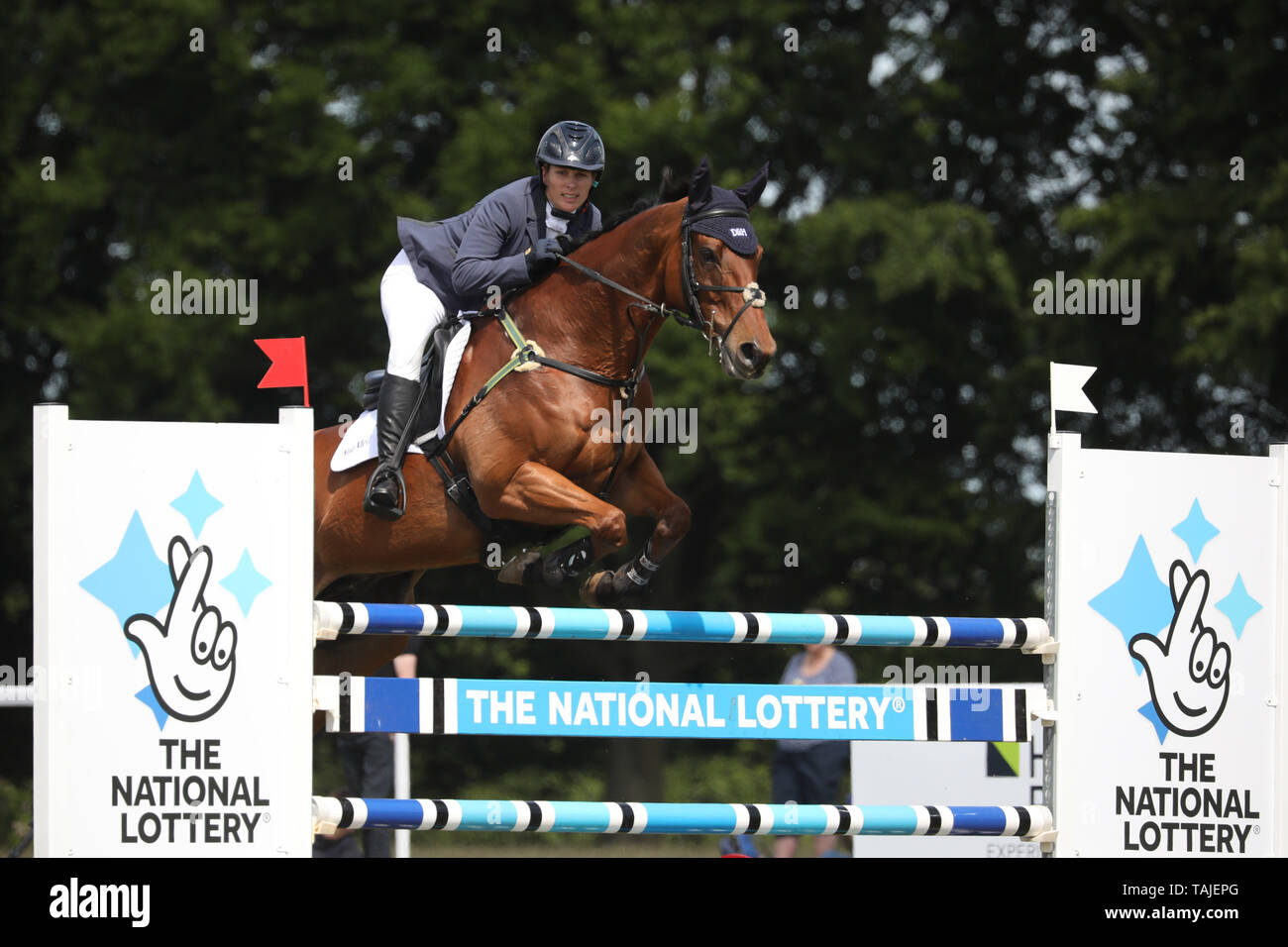 Houghton, UK. 25th May, 2019. Zara Tindall puts Watkins through the