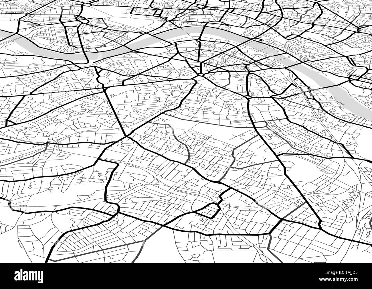 Vector abstract city map in perspective view Stock Vector