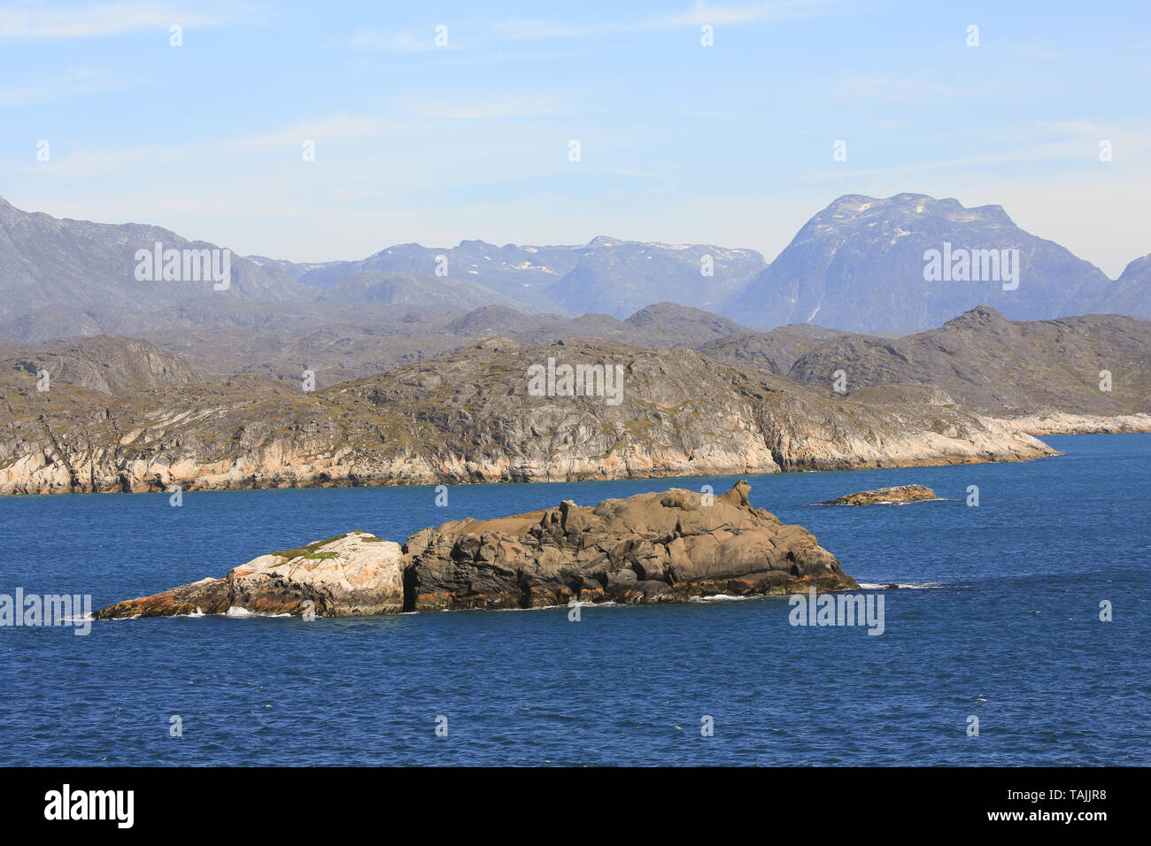Greenland Coastal Rocks The rocky coastline on the west coast of Greenland viewed from a cruise ...