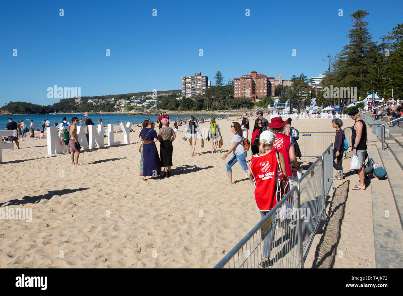 Salvation army volunteers fund raising on Manly beach during taste of Manly festival,Sydney,Australia Stock Photo