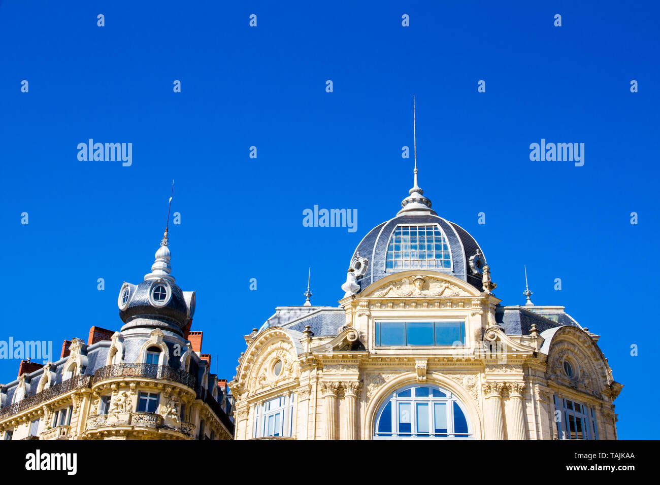 Montpellier, France. Historical buildings in Place de la Comedie in a sunny day in summer Stock Photo