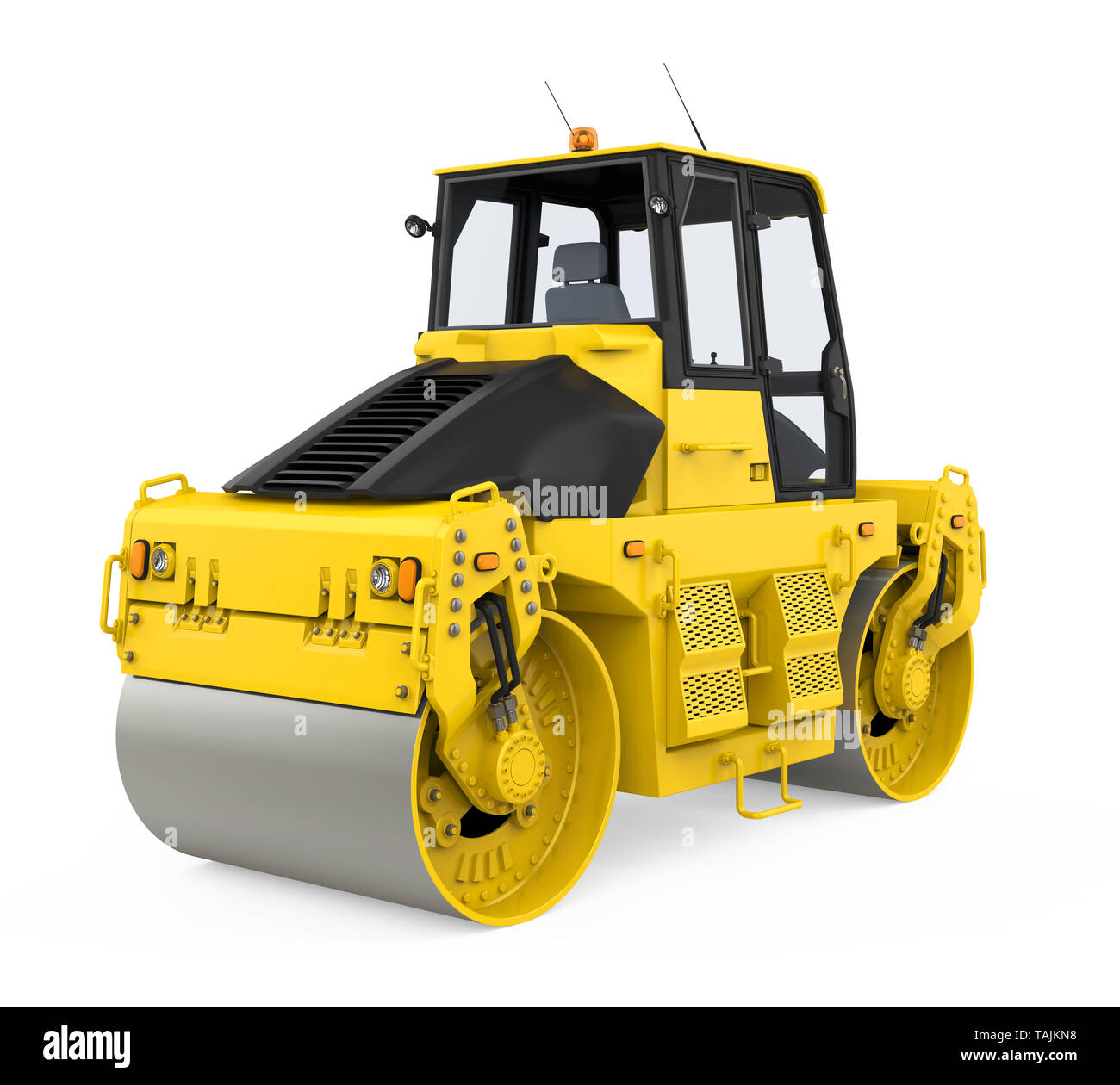 Yellow Road Roller Isolated Stock Photo Alamy