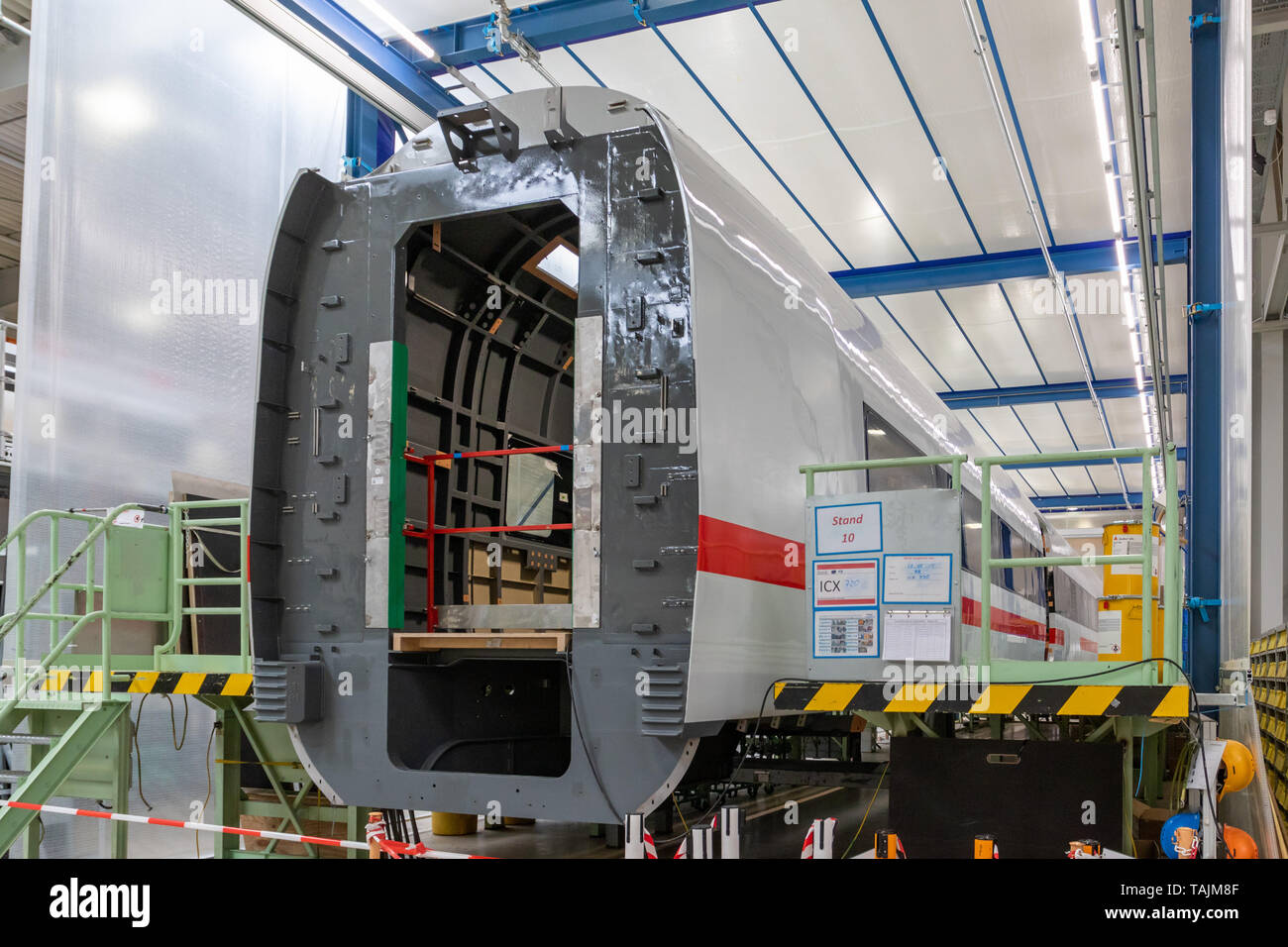 Görlitz, Germany, May 25, 2019 - In the Bombardier plant in Görlitz also cars for the ICE4 of Deutsche Bahn are manufactured. Stock Photo