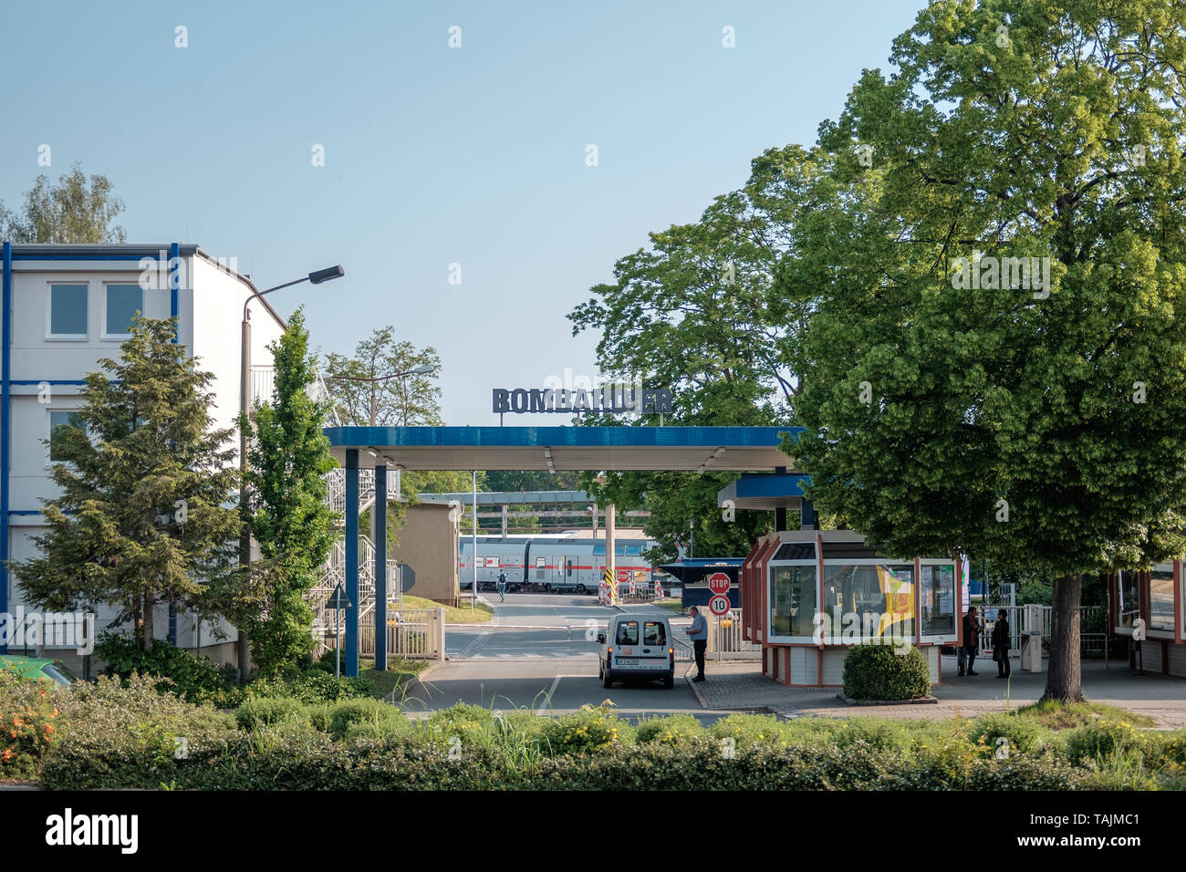 Görlitz, Germany, May 25, 2019 - Entrance to the Bombardier plant in Görlitz (Saxony). Stock Photo