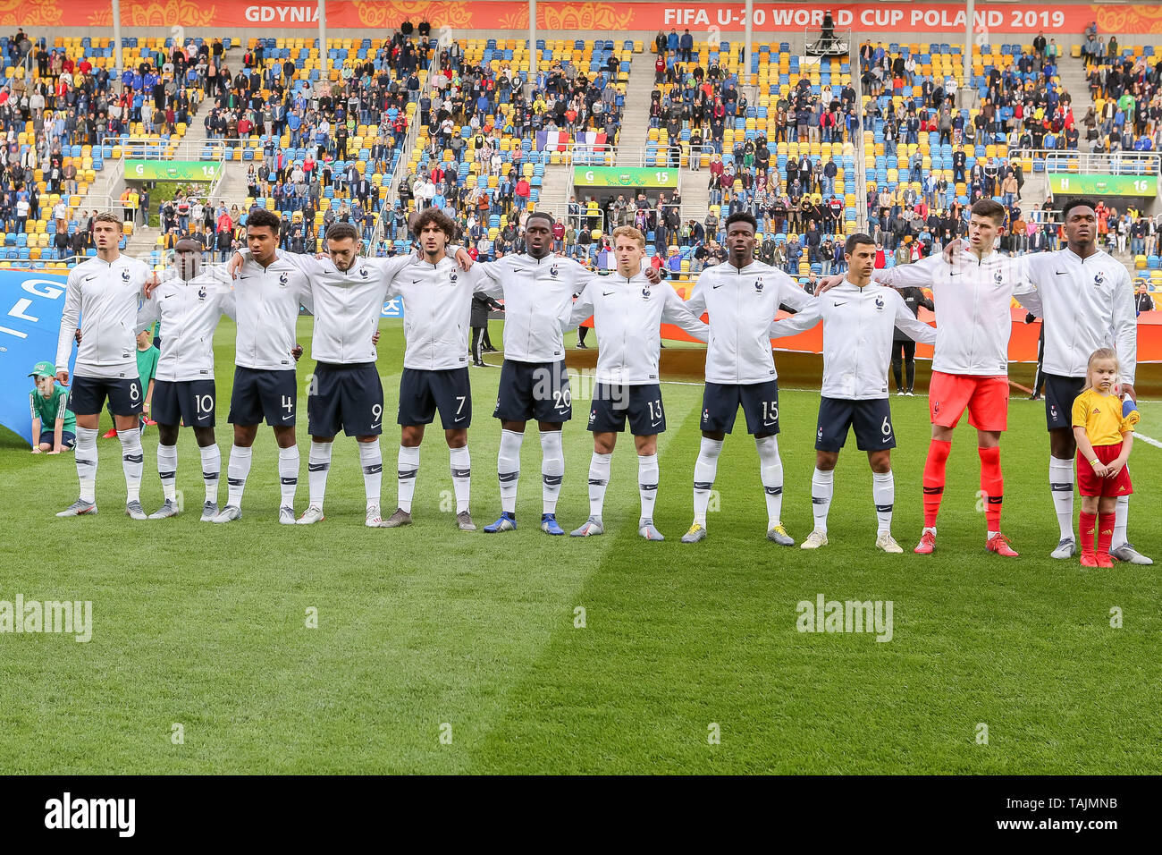 Gdynia Poland 25th May 2019 National Team Of France Reprezentacja Francji Lines Up Prior To The Presentation Before The 2019 Fifa U 20 World Cup Group E Match Between France And Saudi