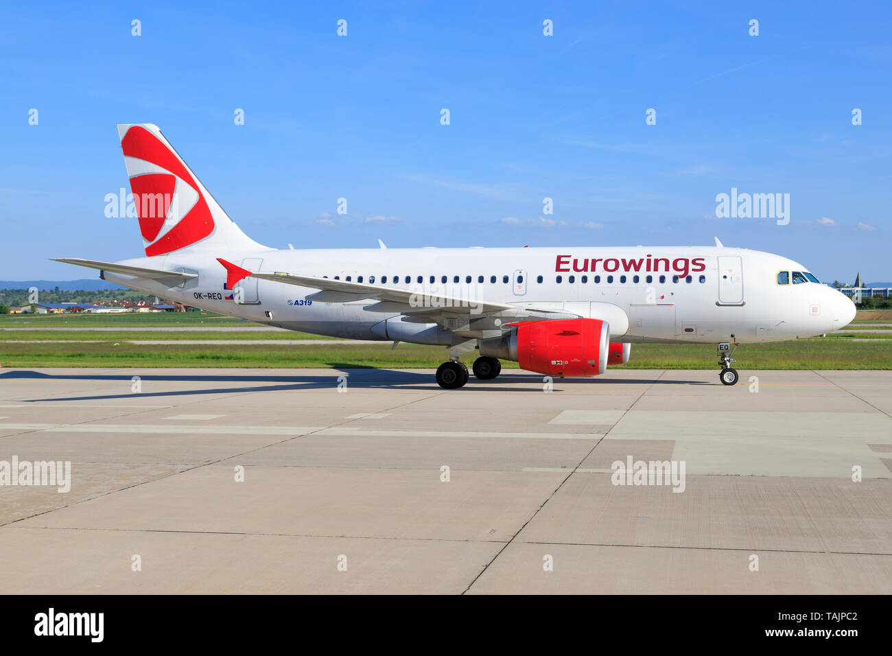 Stuttgart/Germany August 22, 2019:  Eurowings Airbus A320-214 at Stuttgart Airport. Stock Photo