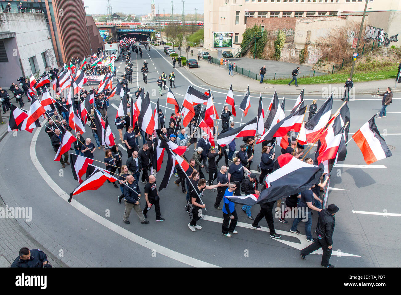 Demonstration of right-wing extremist groups in Dortmund, under the motto Europa Erwache, Germany, Stock Photo