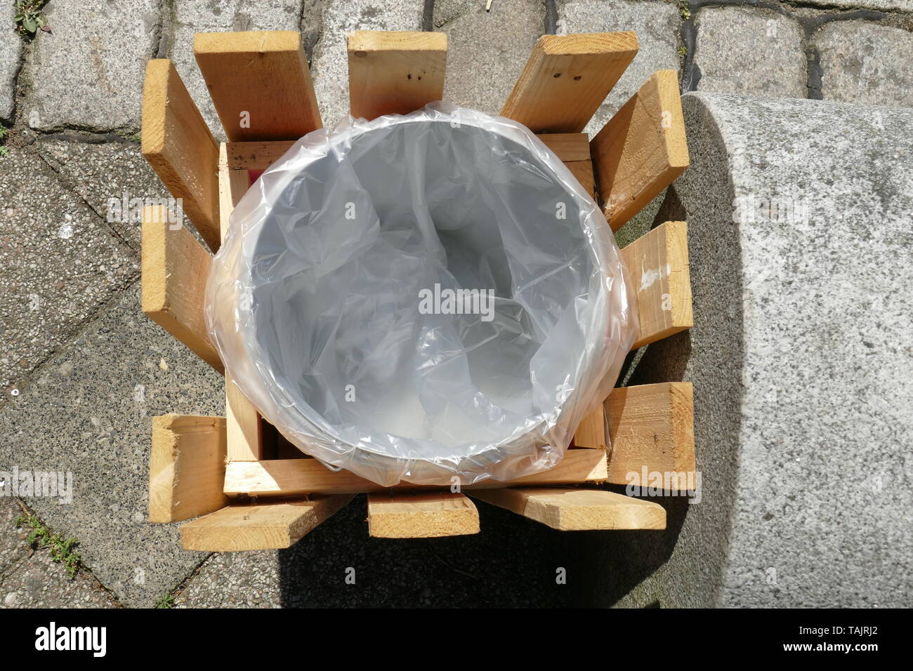 Public waste paper basket, garbage bag, Germany Stock Photo Alamy