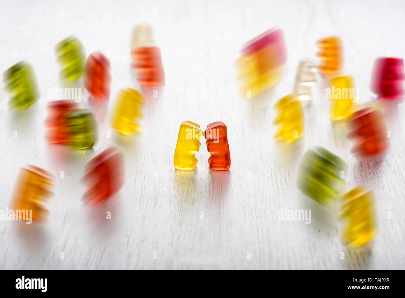 gummy bears on a light background Stock Photo
