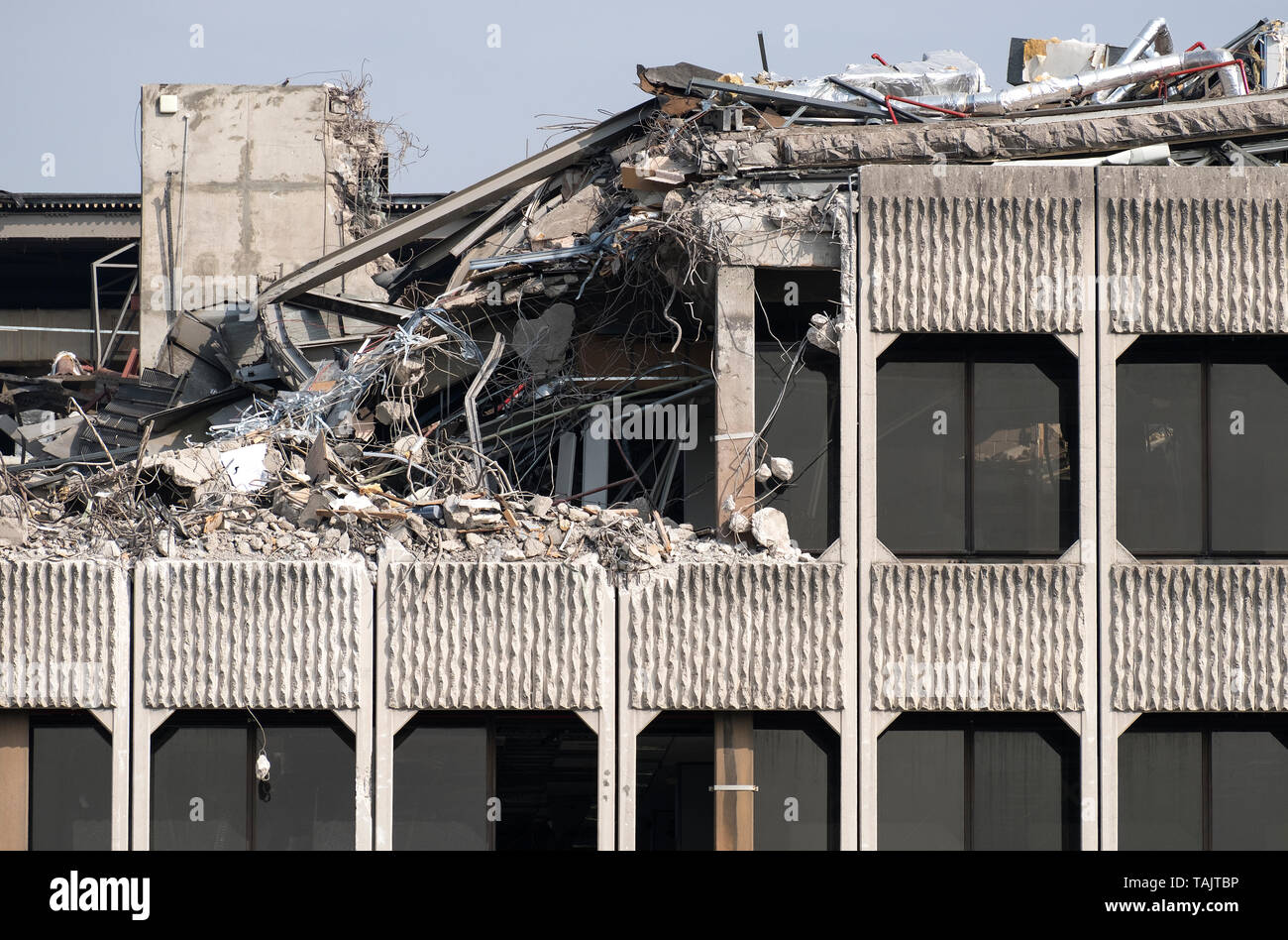 Factory structure exposed during demolition Stock Photo - Alamy