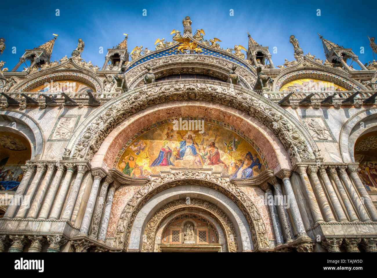Facade of the saint marks basilica venice italy hi-res stock