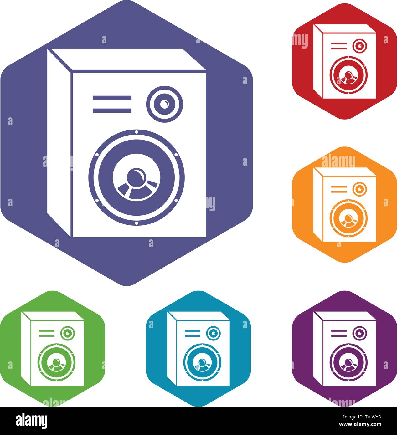 Studio speakers icons vector hexahedron Stock Vector