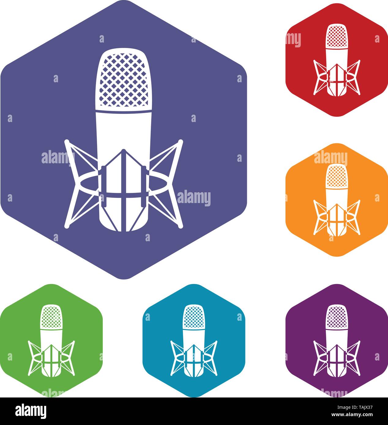 Studio microphone icons vector hexahedron Stock Vector