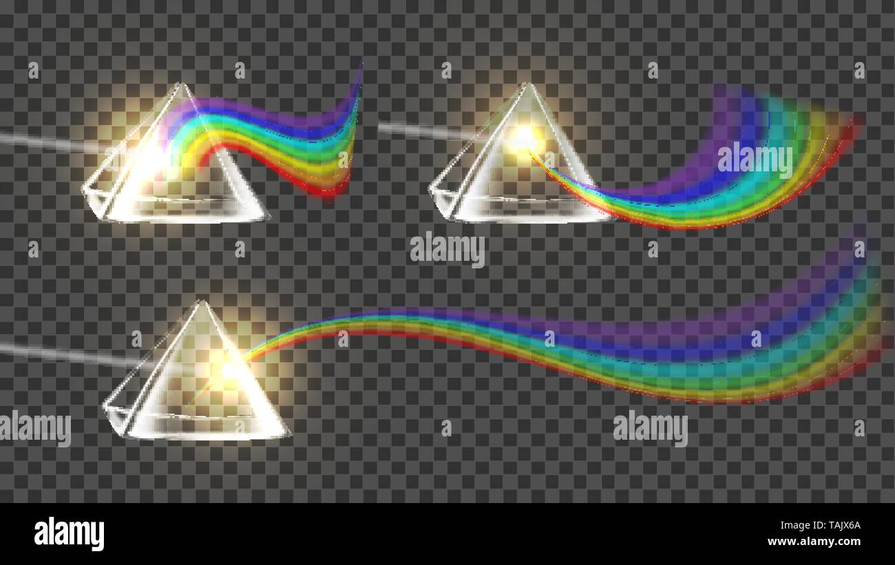 Prism And Spectrum Rainbow Collection Set Vector Stock Vector Image