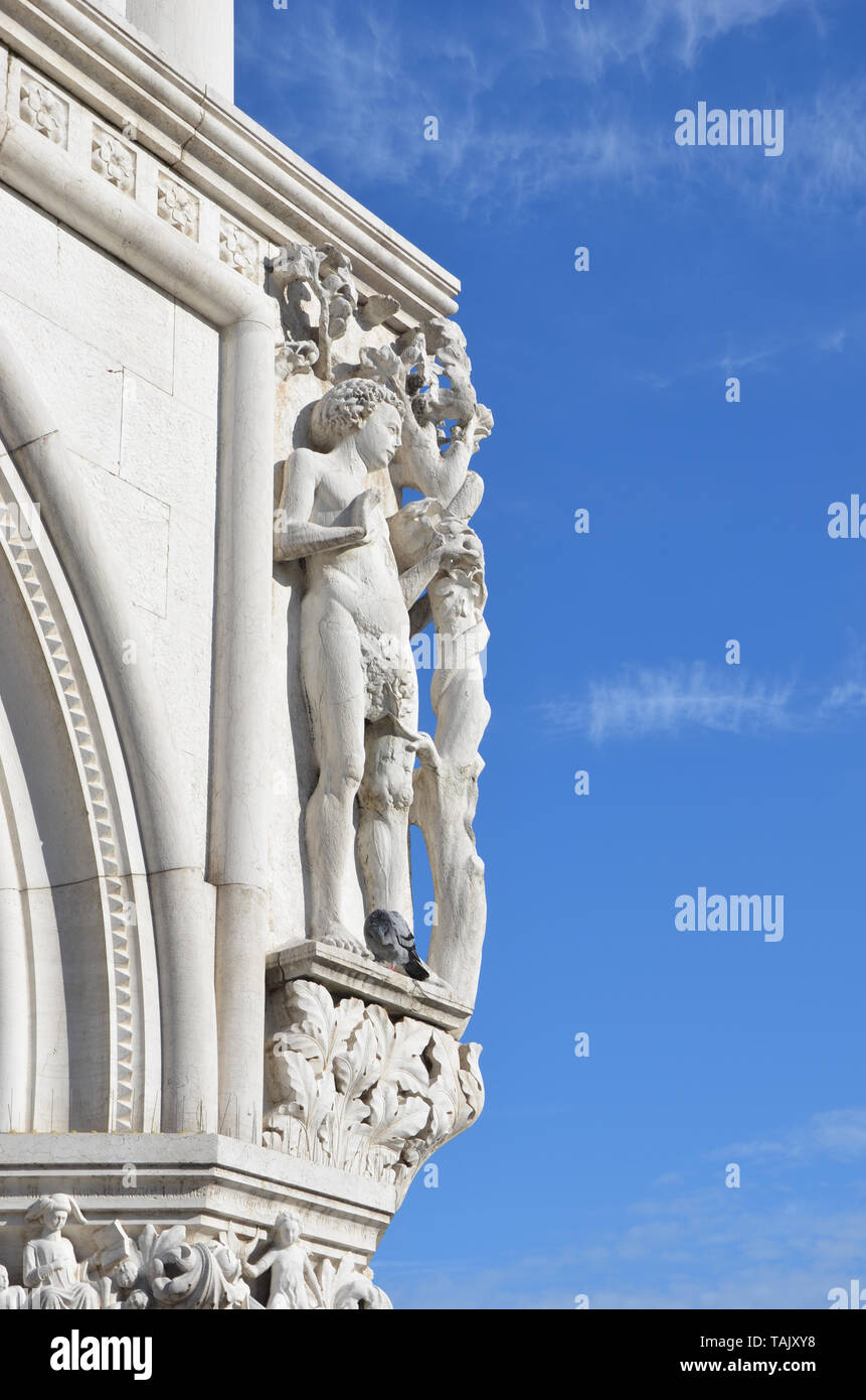 Sculptural Frieze on The Doge's Palace (Palazzo Ducale), Venice Stock Photo