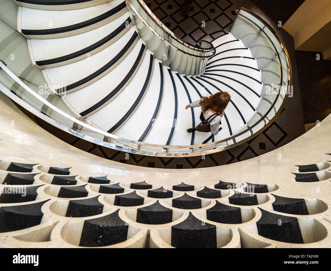 Tate Britain Spiral Staircase - the elegant spiral staircase at the Tate Britain Art Gallery - Architects Caruso St John completed 2013 Stock Photo