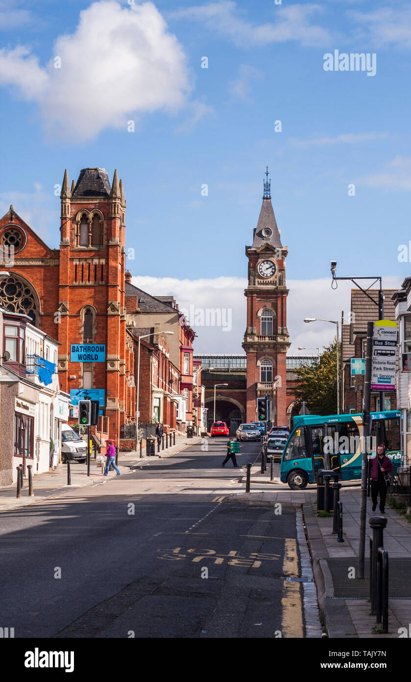 Station Road Street View A Street View Of Victoria Road In Darlington,England,Uk With The Clock  Tower At The Railway Station In The Background Stock Photo - Alamy