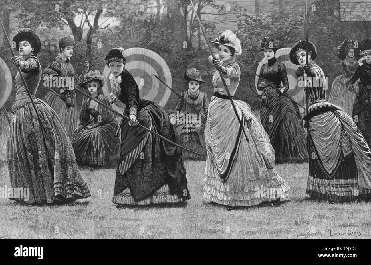 WOMENS ARCHERY COMPETITION about 1880 Stock Photo