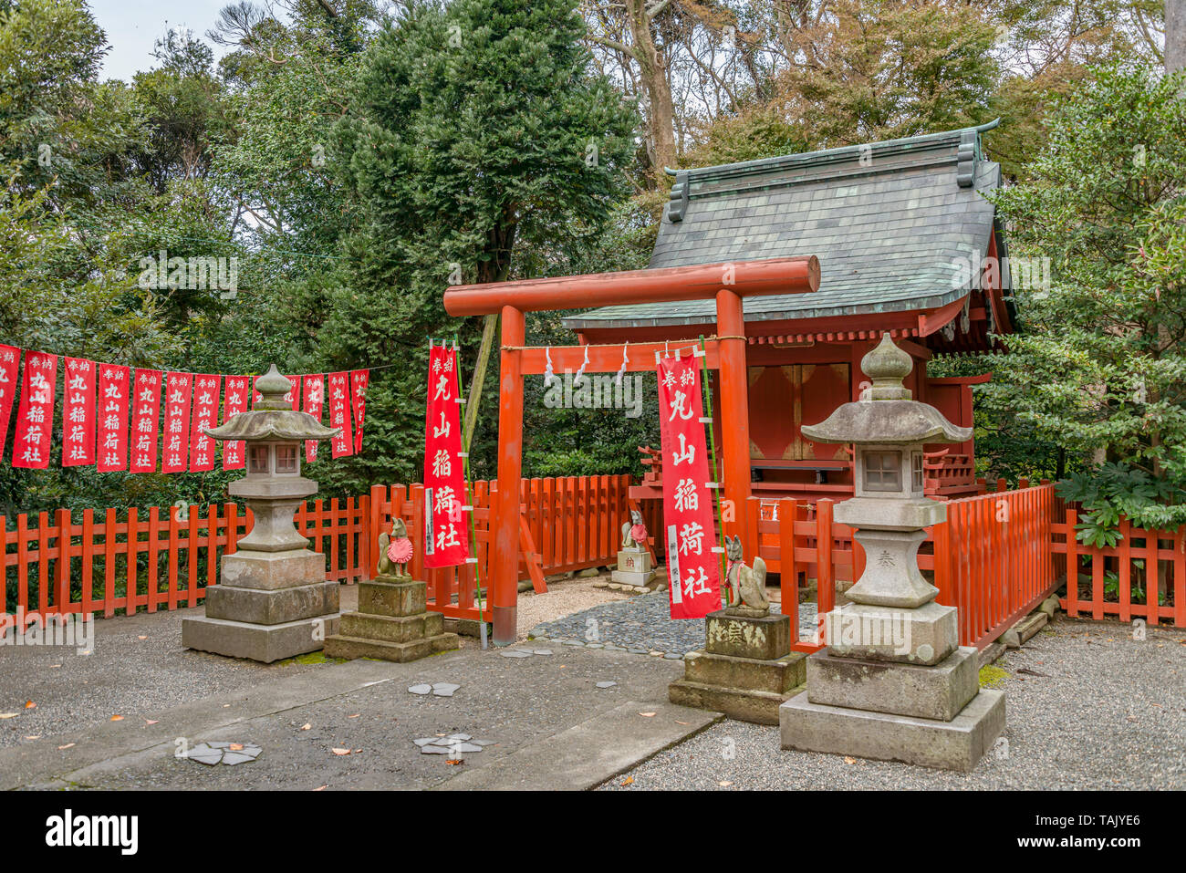 Shrine at Tsurugaoka Hachimangu Shrine, Kamakura, Kanagawa, Japan Stock Photo