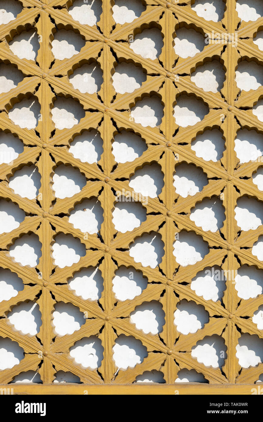 Pattern of Traditional Korean wooden window with white paper - close up view Stock Photo