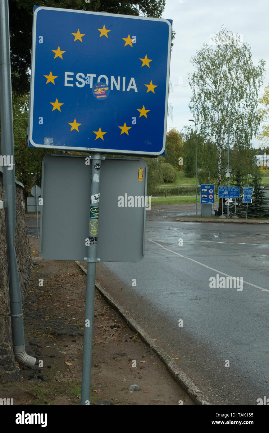 The border between Estonia and Latvia (at Valga/Valka) shot from the Latvian  side, abolished in 2007 as both countries are now in the Schengen area.Th  Stock Photo - Alamy