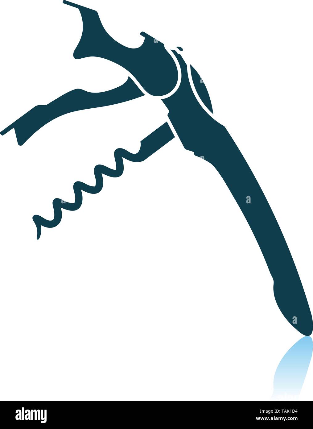 Waiter Corkscrew Icon. Shadow Reflection Design. Vector Illustration. Stock Vector