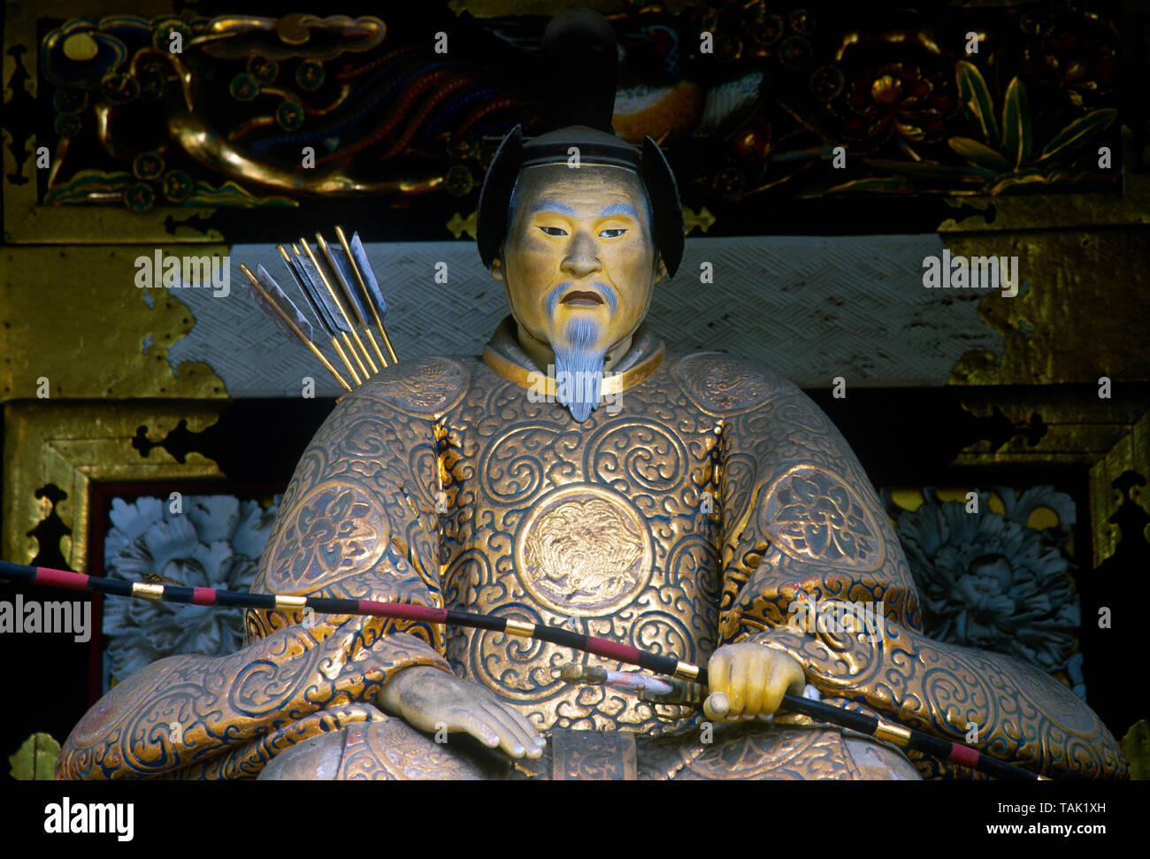 In Shinto, Zuijin are kami (god) warrior-guardians, often depicted as holding bows and arrows. Stock Photo