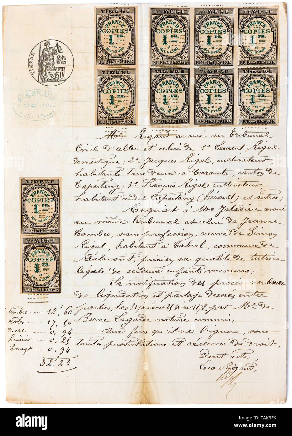 19th century French fiscal tax stamps Stock Photo Alamy