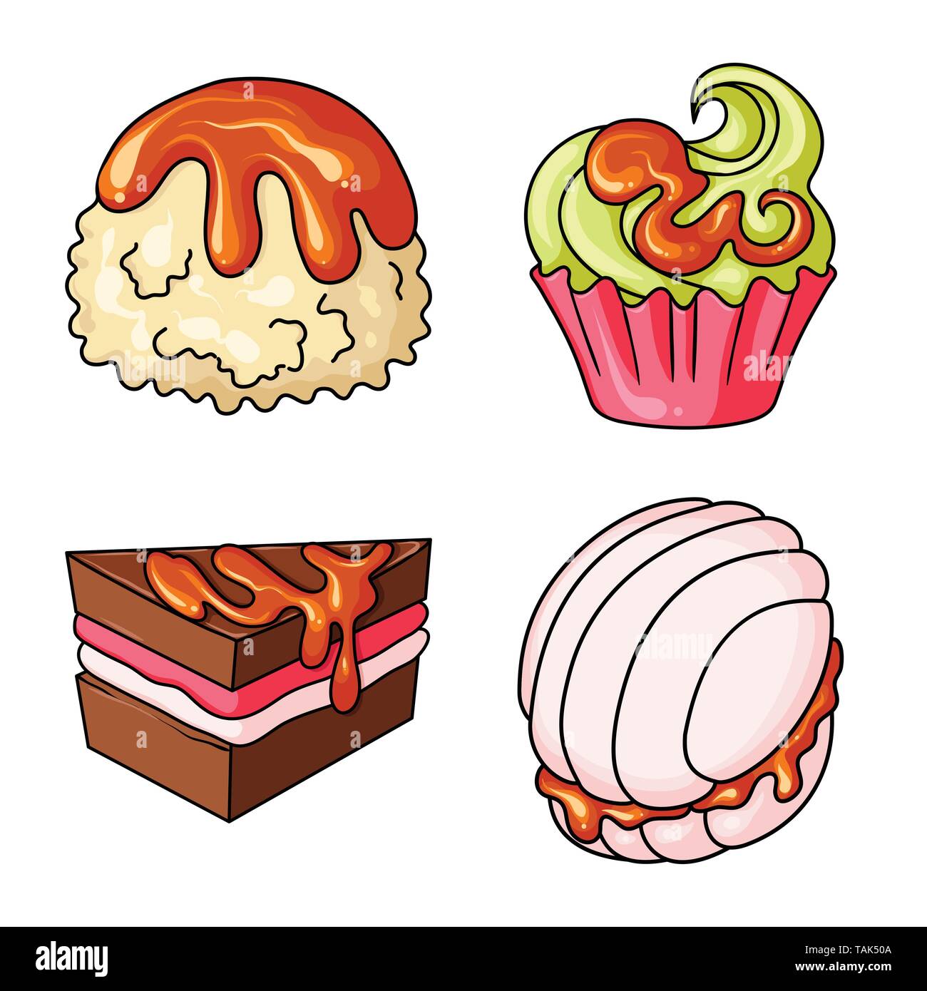 Vector design of dessert and sweet icon. Set of dessert and food stock ...